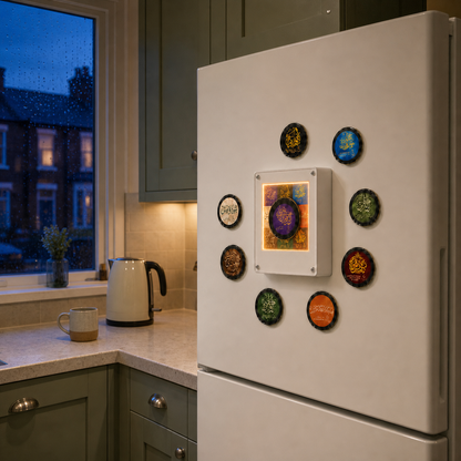 Quran Audio Magnet in a UK family kitchen